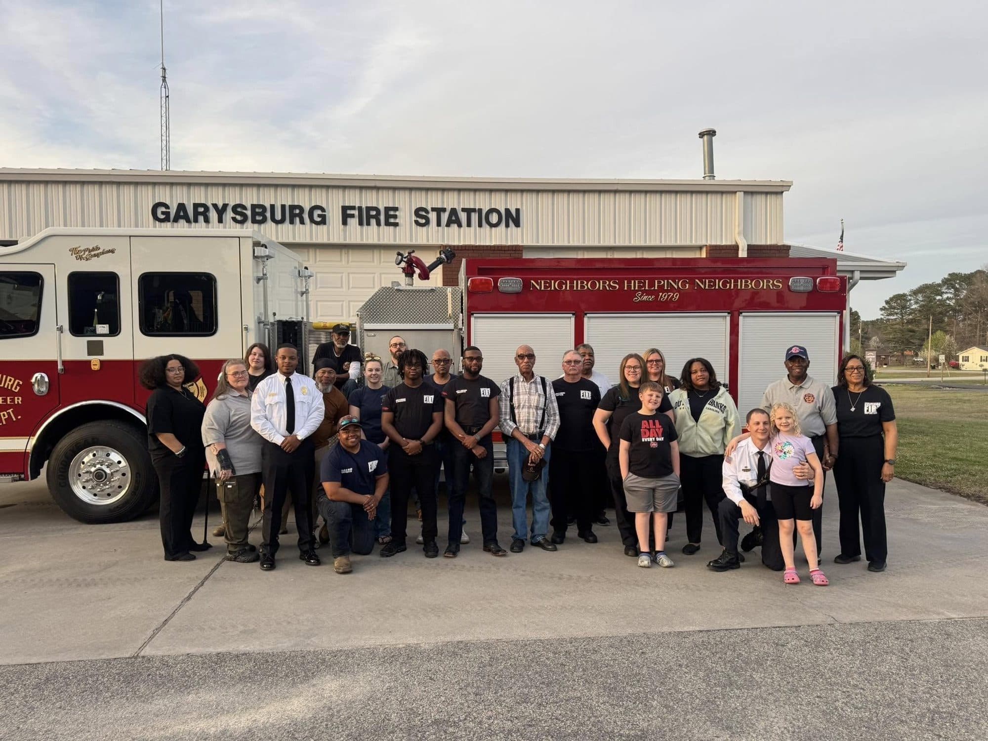 Garysburg VFD full crew in front of the fire station