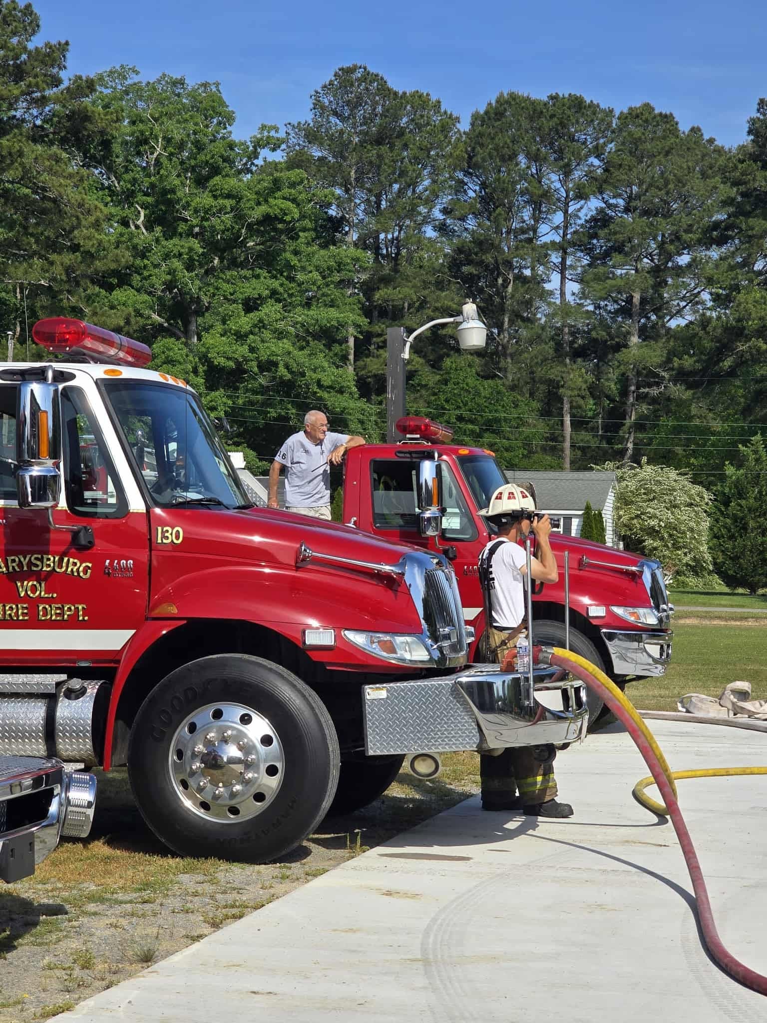 Garysburg fire engines staged during mutual aid training